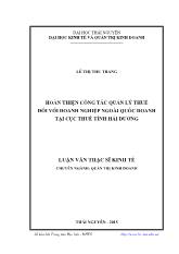 Luận văn Hoàn thiện công tác quản lý thuế đối với doanh nghiệp ngoài quốc doanh tại cục thuế tỉnh Hải Dương
