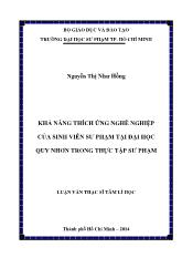 Luận văn Khả năng thích ứng nghề nghiệp của sinh viên sư phạm tại đại học quy nhơn trong thực tập sư phạm