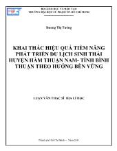 Luận văn Khai thác hiệu quả tiềm năng phát triển du lịch sinh thái huyện hàm thuận Nam - Tỉnh bình thuận theo hướng bền vững