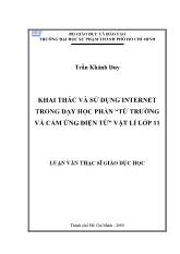 Luận văn Khai thác và sử dụng internet trong dạy học phần “từ trường và cảm ứng điện từ” Vật lí lớp 11