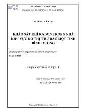 Luận văn Khảo sát khí radon trong nhà khu vực đô thị thủ dầu một tỉnh Bình Dương