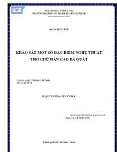 Luận văn Khảo sát một số đặc điểm nghệ thuật thơ chữ hán Cao Bá Quát