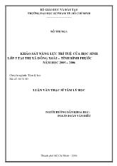 Luận văn Khảo sát năng lực trí tuệ của học sinh lớp 5 tại thị xã Đồng Xoài – Tỉnh Bình Phước năm học 2005 – 2006