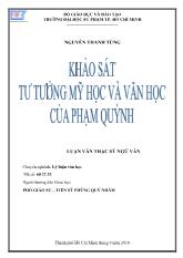 Luận văn Khảo sát tư tưởng mỹ học và văn học của Phạm Quỳnh