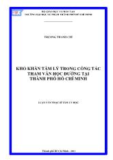 Luận văn Khó khăn tâm lý trong công tác tham vấn học đường tại thành phố Hồ Chí Minh