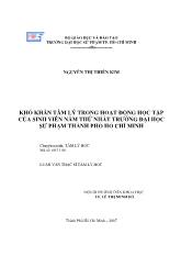 Luận văn Khó khăn tâm lý trong hoạt động học tập của sinh viên năm thứ nhất trường đại học sư phạm thành phố Hồ Chí Minh