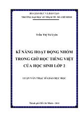 Luận văn Kĩ năng hoạt động nhóm trong giờ học tiếng Việt của học sinh lớp 2