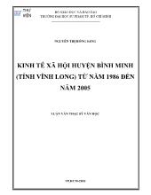 Luận văn Kinh tế xã hội huyện bình minh (tỉnh Vĩnh long) từ năm 1986 đến năm 2005