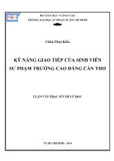 Luận văn Kỹ năng giao tiếp của sinh viên sư phạm trường cao đẳng Cần Thơ