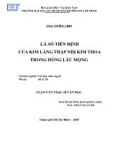 Luận văn Lá số tiền định của kim lăng thập nhị kim thoa trong Hồng Lâu Mộng