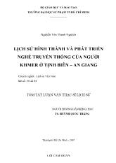 Luận văn Lịch sử hình thành và phát triển nghề truyền thống của người Khmer ở Tịnh Biên – An Giang