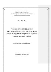 Luận văn Luận văn Vận dụng mô hình dạy học vừa đúng lúc (just-In-time teaching) vào dạy học phần nhiệt học - Vật lí 10 trung học phổ thông