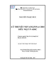 Luận văn Lý thuyết nevanlinna cho siêu mặt p - Adic
