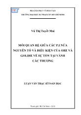 Luận văn Mối quan hệ giữa các p.i nửa nguyên tố và điều kiện của ore và goldie về sự tồn tại vành các thương