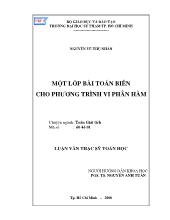 Luận văn Một lớp bài toán biên cho phương trình vi phân hàm