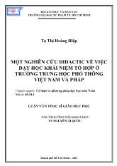 Luận văn Một nghiên cứu didactic về việc dạy học khái niệm tổ hợp ở trường trung học phổ thông Việt Nam và pháp