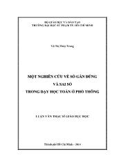 Luận văn Một nghiên cứu về số gần đúng và sai số trong dạy học toán ở phổ thông