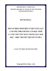 Luận văn Một số biện pháp rèn luyện năng lực cảm thụ theo hướng coi học sinh là chủ thể tiếp nhận trong dạy học đọc – Hiểu truyền thuyết ở lớp 6