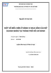 Luận văn Một số biểu hiện ở hành vi mua sắm của nữ doanh nhân tại thành phồ Hồ Chí Minh