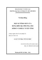 Luận văn Một số tính chất của đồng điều địa phương cho môđun compắc tuyến tính