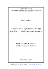 Luận văn Nâng cao chất lƣợng nguồn nhân lực tại công ty cổ phần xi măng Quán Triều