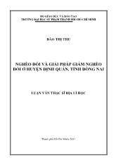 Luận văn Nghèo đói và giải pháp giảm nghèo đói ở huyện Định Quán, tỉnh Đồng Nai