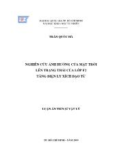 Luận văn Nghiên cứu ảnh hưởng của mặt trời lên trạng thái của lớp f2 tầng điện ly xích đạo từ
