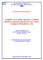 Luận văn Nghiên cứu hiện trạng và định hướng chuyển dịch cơ cấu nông nghiệp tỉnh Đồng Nai
