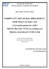 Luận văn Nghiên cứu một số đặc điểm sinh lý- Sinh thái cây đầu lân (couroupita guianensis aulb.) thuộc họ lộc vừng (lecythidaceae) trong giai đoạn vườn ươm
