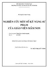 Luận văn Nghiên cứu một số kỹ năng sư phạm của giáo viên mầm non
