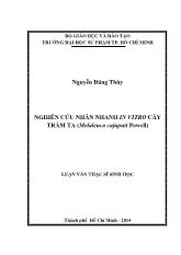 Luận văn Nghiên cứu nhân nhanh in vitro cây tràm ta (melaleuca cajuputi powell)