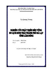 Luận văn Nghiên cứu phát triển bền vững du lịch sinh thái thành phố Đà Lạt (Tỉnh Lâm Đồng)