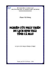 Luận văn Nghiên cứu phát triển du lịch sinh thái tỉnh Cà Mau