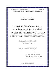 Luận văn Nghiên cứu sự khác biệt về lâm sàng, cận lâm sàng và điều trị nhồi máu cơ tim cấp ở bệnh nhân trên và dưới 65 tuổi