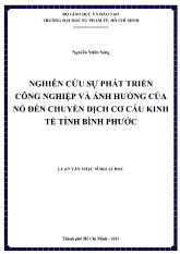 Luận văn Nghiên cứu sự phát triển công nghiệp và ảnh hưởng của nó đến chuyển dịch cơ cấu kinh tế tỉnh Bình Phước