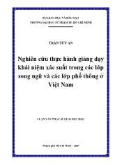 Luận văn Nghiên cứu thực hành giảng dạy khái niệm xác suất trong các lớp song ngữ và các lớp phổ thông ở Việt Nam