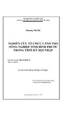 Luận văn Nghiên cứu tổ chức lãnh thổ nông nghiệp tỉnh bình phước trong thời kỳ hội nhập