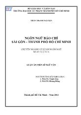 Luận văn Ngôn ngữ báo chí sài gòn - Thành phố Hồ Chí Minh