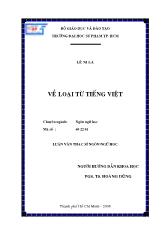 Luận văn Ngôn ngữ học - Về loại từ Tiếng Việt