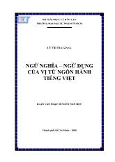 Luận văn Ngữ nghĩa – ngữ dụng của vị từ ngôn hành Tiếng Việt