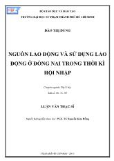 Luận văn Nguồn lao động và sử dụng lao động ở đồng nai trong thời kì hội nhập