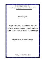 Luận văn Nhận thức của người lao động ở một số doanh nghiệp vừa và nhỏ tại Kiên Giang về văn hóa doanh nghiệp