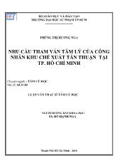 Luận văn Nhu cầu tham vấn tâm lý của công nhân khu chế xuất tân thuận tại TP Hồ Chí Minh
