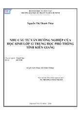 Luận văn Nhu cầu tư vấn hướng nghiệp của học sinh lớp 12 trung học phổ thông tỉnh Kiên Giang