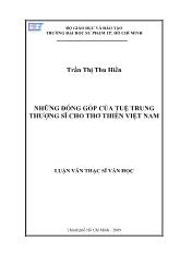 Luận văn Những đóng góp của tuệ trung thượng sĩ cho thơ thiền Việt Nam