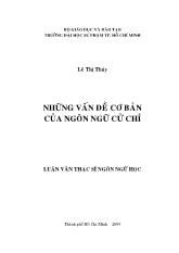 Luận văn Những vấn đề cơ bản của ngôn ngữ cử chỉ