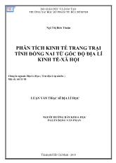 Luận văn Phân tích kinh tế trang trại tỉnh đồng nai từ góc độ địa lí kinh tế - Xã hội