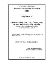 Luận văn Phát huy tính tích cực của học sinh qua hệ thống câu hỏi, bài tập trong phần văn học dân gian sách giáo khoa lớp 10