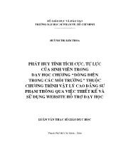 Luận văn Phát huy tính tích cực, tự lực của sinh viên trong dạy học chương “dòng điện trong các môi trường” thuộc chương trình vật lý cao đẳng sư phạm thông qua việc thiết kế và sử dụng website hỗ trợ dạy học
