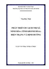 Luận văn Phát triển du lịch thị xã ninh hòa (tỉnh khánh hòa): hiện trạng và định hướng
